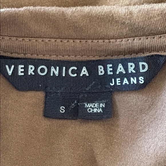 Veronica Beard Bardot Ruffle Cotton Tee Brown Size Small - Picture 3 of 10